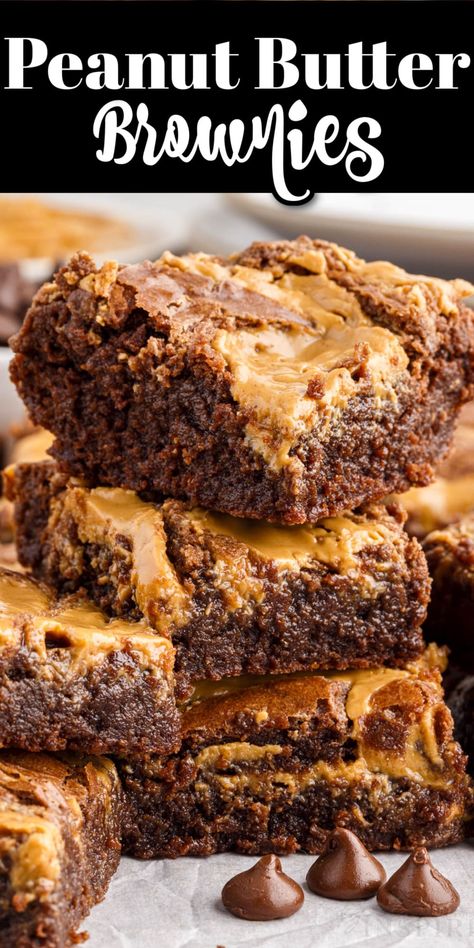 Amazing Brownies, Peanut Butter Brownies Recipe, Fudgy Chocolate Brownies, Peanut Butter Swirl Brownies, Chocolate Peanut Butter Brownies, Brownies Recipe Homemade, Butter Brownies, Swirl Brownies, Best Peanut Butter