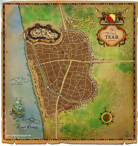 The Thirteenth Depository - A Wheel of Time Blog: The Dragon Reborn Read-through #8: A Map of the City of Tear Seoul Nightlife, Wheel Of Times, Wheel Of Time Books, Fantasy City Map, 7th Dragon, Robert Jordan, Wheel Of Time, Tabletop Rpg Maps, Raven Art