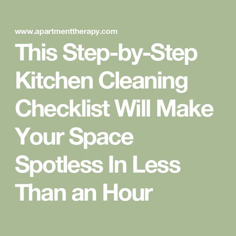 This Step-by-Step Kitchen Cleaning Checklist Will Make Your Space Spotless In Less Than an Hour Cleaning Disposal, Monthly Cleaning Checklist, Kitchen Cleaning Checklist, Garbage Disposal Cleaning, Cleaning Stainless Steel Appliances, Cleaning The Kitchen, Natural Stone Counter, Kitchen Runners, Clean Countertops