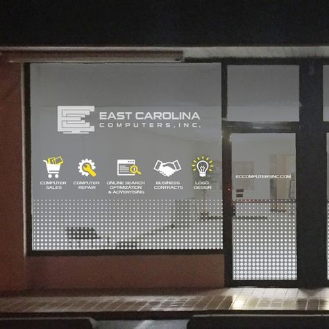 Store Front Window Privacy, Window Wrap Graphic Design, Window Graphics Design, Office Front Design, Storefront Window Graphics, Window Graphics Design Ideas, Office Window Design, Window Signage Design, Window Graphic Design Store Fronts