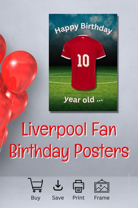 Liverpool FC Birthday Party Printable Poster Pack. 15 pdf files to download, print and display instantly. Soccer Themed Birthday Wall Décor. Birthday Wonderland, Jersey Display, Birthday Wall, Liverpool Fans, Party Printable, Birthday Poster, Party Poster, White Trim, Banners Signs