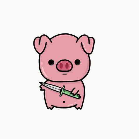 Cute Animal With Knife Drawing, Cute Animals Holding Knives Tattoo, Animals With Knife Drawing, Animals With Knives Drawings, Cute Animals With Knives, Animal With Knife, Animals With Knives, Cute Small Drawings, Deadly Animals