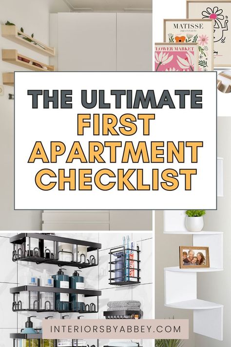 The Ultimate First Apartment Checklist College Apartment Checklist, Living Room Checklist, Apartment Essentials Checklist, Apartment Hacks Organizing, Affordable Apartment Decor, First Apartment Tips, Apartment Must Haves, First Apartment Essentials, First Apartment Checklist