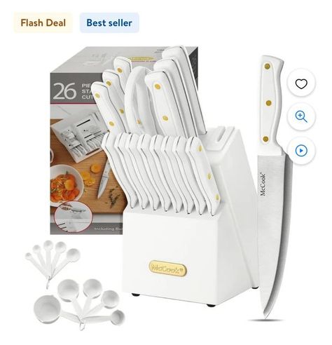 Savvy Savers-DAILY Deals, Promo Codes & Coupons | 💥SAVE $45 | Facebook White Kitchen Knife Set, Stainless Steel Knife Set, Ceramic Mixing Bowls, Kitchen Cookware Sets, Measuring Cups And Spoons, Blade Sharpening, Kitchen Shears, Pots And Pans Sets, Knife Block Set