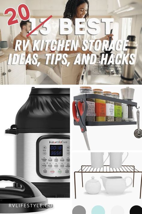 Rv Kitchen Storage Ideas, Rv Kitchen Cabinets, Rv Kitchen Storage, Rv Recipes, Rv Gear, Kitchen Storage Ideas, Best Meals, Small Rv, Rv Organization