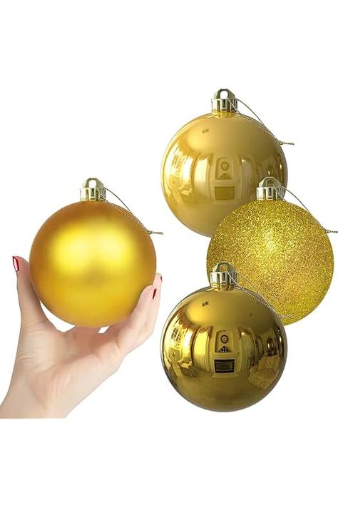 Amazon.com: Christmas Balls Ornaments Large - Gold: Home & Kitchen Yellow Ornaments, Kitchen Store, Christmas Ball, Large Homes, Ball Ornaments, Christmas Balls, Home Kitchen, Home Kitchens, Special Occasion