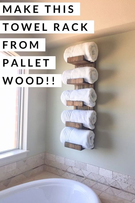 27+ Stunning DIY Bathroom Pallet Projects & Ideas For 2019 Rustic Towel Rack, Toallero Ideas, Fence Wood, Bathroom Towel Rack, Diy Towels, Used Pallets, Rustic Porch, Towel Racks, Master Room