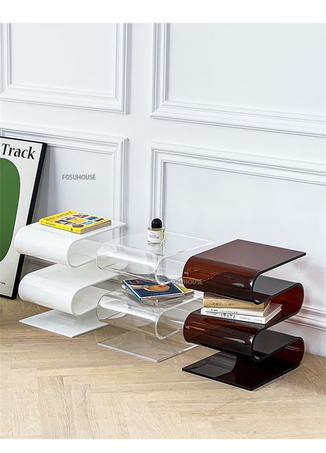 Wuli Nordic Transparent Acrylic Personality Side Table Living Room Furniture Home Decor Minimalist Small Bookshlf Magazine Rack| | - AliExpress Acrylic Bookshelf, Acrylic Side Table, تصميم الطاولة, Furnitur Ruang Keluarga, Acrylic Coffee Table, Small Bookshelf, Acrylic Furniture, Interior Room, Living Room Side Table