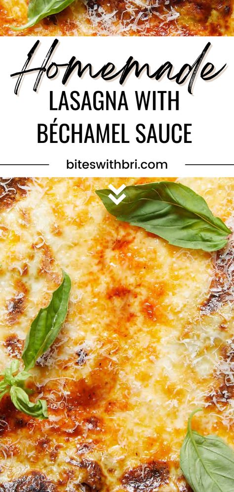 Lasagna Bechamel, Cheesy Lasagna Recipe, Baked Lasagna Recipe, Lasagna With Bechamel Sauce, Easy Homemade Lasagna, Cheesy Lasagna, Lasagna Recipe With Ricotta, Ricotta Spinach, Béchamel Sauce