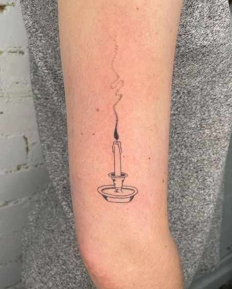 reallynicepoke on Instagram: "Thank you Eva ❤️❤️❤️ custom candle #handpoked" Simple Candle Tattoo, Witchy Candle Tattoo, Lantern Tattoo Vintage, Candelabra Tattoo, Candlestick Tattoo, Tattoos Reference, Candles Tattoo, October Tattoo, Filler Tattoos