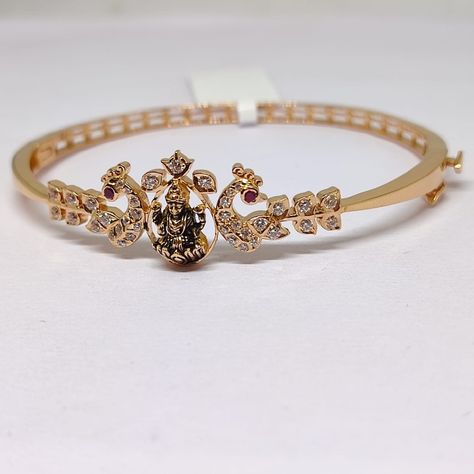 Bangle Models, Diamond Kada, Antique Haram, Lakshmi Pendant, Single Bangle, Antique Necklace Gold, Kada Bangles, Baby Jewellery, Simple Bridal Jewelry