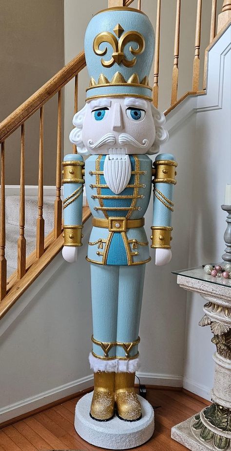 Winter Wonderland Nutcracker, Blue Nutcracker Christmas, Make A Nutcracker Soldier, Teal Nutcracker, Walmart Nutcracker, Nutcracker Makeover, Nutcrackers Display, Auction Gift Basket Ideas, Chocolate Showpiece