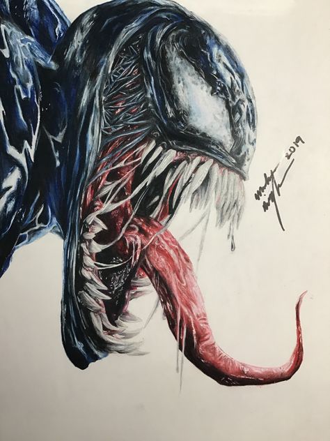 Thor Drawing, Venom Drawing, Pen Artwork, Marvel Art Drawings, Venom Art, Prismacolor Art, Výtvarné Reference, Marvel Drawings, Emo Art