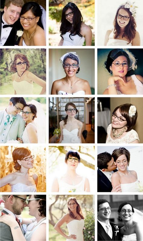 Bespectacled Brides Wedding Makeup Glasses, Makeup Glasses, Bride With Glasses, Tiny Wedding, Simple Gowns, Wedding Glasses, Wedding Hair Flowers, Ideas For Wedding, Wearing Glasses