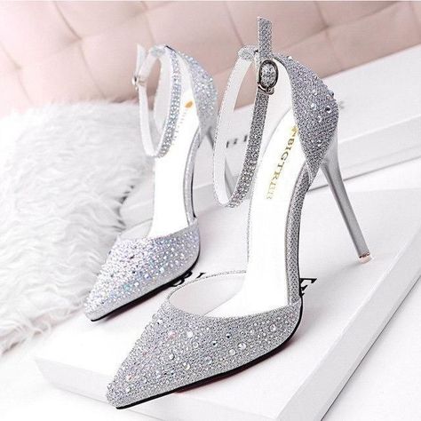 Sandal Hak Tinggi, Sepatu Pump, Wedding Shoes High Heels, Rhinestone Wedding Shoes, Hak Tinggi, Bridal Women, Ankle Sandals, Red Bottom, High Heels Shoes