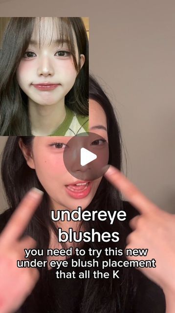 Korean Round Face Makeup, Cute Blush Placement, Blush On Placement, Igari Blush Placement, Different Blush Placement, Korean Blush Placement, Blush Placement Korean, Douyin Blush Placement, Blush Under Eyes