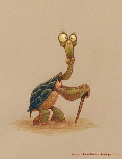 ArtStation - The Daily Zoo - Elderly Tortoise, Chris Ayers Cartoon Kunst, Animal Caricature, Art And Illustration, Blog Website, Character Design References, Funny Art, Whimsical Art, A Drawing, Animal Illustration