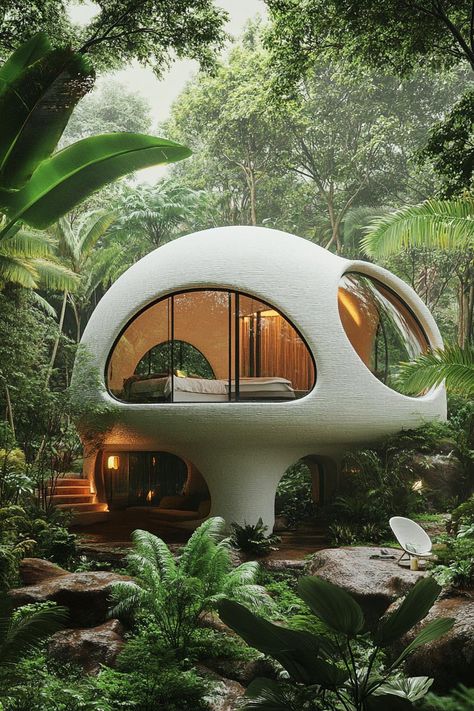 Round Tiny House, Dome Cabins, Dome Cabin, Alternative Architecture, Metal Garden Gates, Dome Building, Wonderland Artwork, Built In Shelves Living Room, Eco Buildings