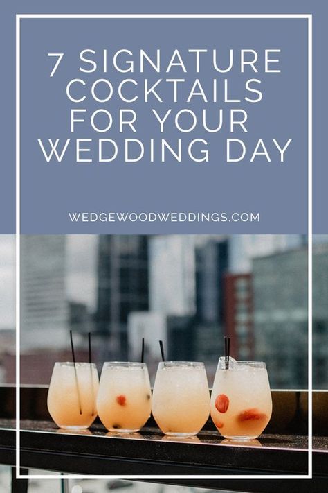 Specialty Wedding Drinks, Simple Wedding Cocktails, Beach Wedding Drinks, Wedding Cocktails Recipes, Cocktail Hour Food, Light Cocktails, Signature Cocktails Wedding, Cocktail Wedding Reception, Reception Drink