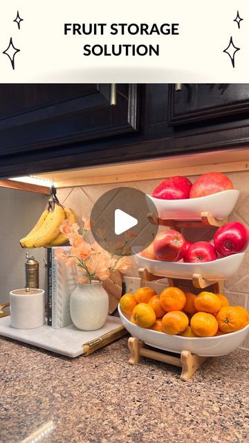 Fruits Storage Kitchen, Ikea Fruit Storage, Fruit Stand Ideas Kitchen, Countertop Fruit Storage Ideas, Fruit Storage Ideas Counter Space, Fruit On Counter, How To Store Fruits And Vegetables, Fruit Basket Ideas Kitchen, Fruit Storage Ideas