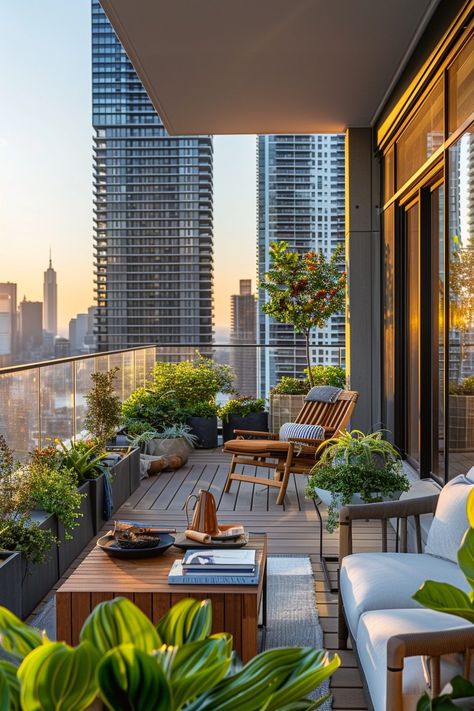 29 Patios For Book Lovers 2 Open Balcony Decor Ideas, Open Balcony Design, Apartment Patio Garden, Mini Balcony, Luxurious Balcony, Penthouse Balcony, Balcony Decking, Cozy Patios, Plant Balcony