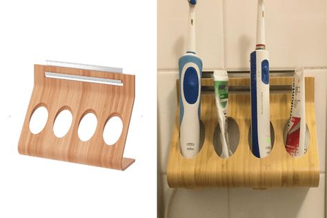 Bath Toy Storage that Transforms to Guest Luxury Bathroom - IKEA Hackers Electric Toothbrush Storage Ideas, Where To Store Toothbrushes In Bathroom, Electric Toothbrush Holder Ideas, Electric Toothbrush Storage Bathroom, Store Electric Toothbrush, Electric Toothbrush Storage Hidden, Tooth Brush Holder Ideas, Toothbrush Holder Ideas, Electric Toothbrush Storage