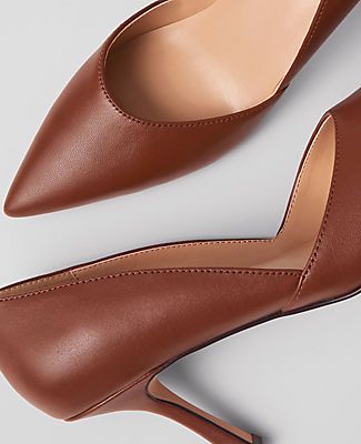 Artfully contoured, our luxe leather pumps elevate any ensemble. Pointy toe. Padded footbed for complete comfort. 3 1/4" heel.,Imported:Imported,Fabrication:Leather New Azra Leather Pump by Ann Taylor Size regular - 8 1/2 Rich Toffee Camel Women's High, High, Heels, Pumps, Footwear, Leather Camel Pumps, Cognac Heels, Customer Service Gifts, Comfortable Heels, Mid Heel, Leather Pumps, Petite Fashion, Ann Taylor, Pump Shoes