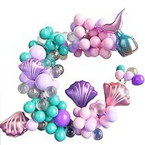 Mermaid Balloon Garland, Little Mermaid Decorations, Ocean Theme Birthday, Mermaid Balloons, Mermaid Birthday Party Decorations, Mermaid Theme Birthday Party, Balloon Pictures, Mermaid Party Decorations, Purple Balloons