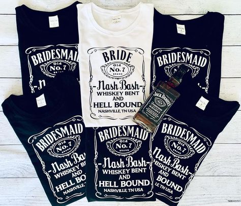 S&E Vinyl Boutique on Instagram: “Bachelorette Shirts-Whiskey Bent and Hell Bound! 🥃🌪#nashbash #jackdaniels #bridalpartygoals #bachelorette #cricutcrafts #silhouettecameo” Last Rodeo Bachelorette Party Shirts, Whiskey Bent And Veil Bound Bachelorette, Nashville Kids, Nashville Bachelorette Party Shirts, Nashville Bachelorette Shirts, Bach Bash, Bachelorette Planning, Nashville Bachelorette Party, Bachelorette Tshirts