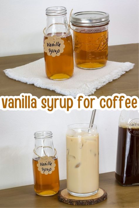 Copycat Starbucks Vanilla Syrup, How To Make Vanilla Syrup, Homemade Vanilla Syrup For Coffee, Diy Vanilla Syrup, Starbucks Vanilla Syrup Recipe, Vanilla Simple Syrup Recipe, Syrup Recipe Homemade, Vanilla Syrup Recipe, Sugar Free Syrup Recipe