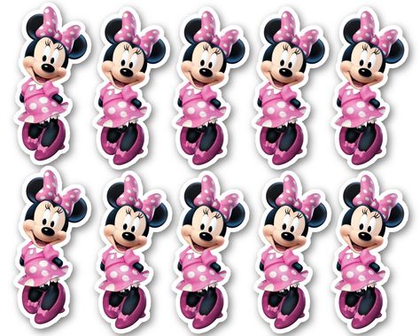 Minnie Mouse Cupcake Toppers, Minnie Mouse Cupcake, Minnie Mouse Cake Topper, Minnie Mouse Cupcakes, Birthday Party Crafts, Minnie Mouse Cake, Minnie Mouse Birthday Party, Unicorn Stickers, Mini Mouse