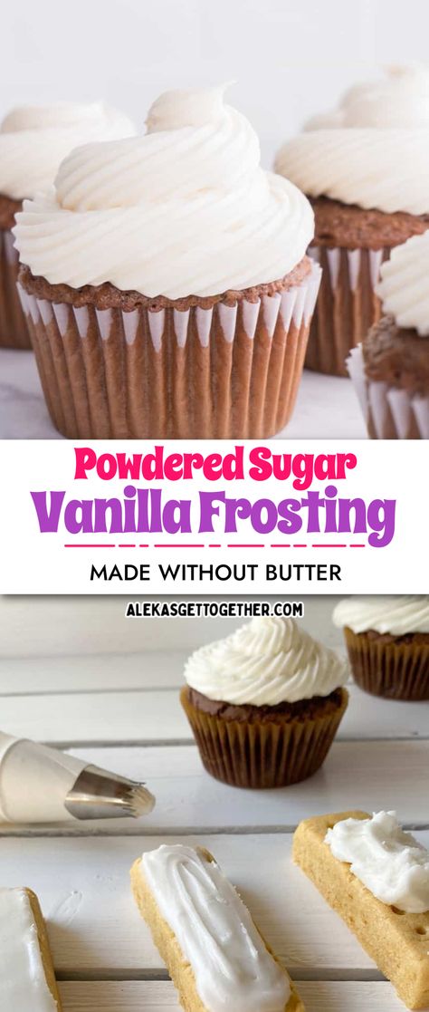 No Butter Icing Recipes, Dairy Free Cupcake Frosting, Frosting Recipes No Butter, Frosting Recipes Easy No Butter, Frosting Recipes Without Butter, Butter Free Frosting, Canned Frosting Recipes, Butterless Frosting, No Butter Icing