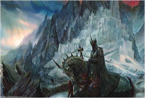 The Lord of the Rings - John Howe Art - The Witch-King of Mordor Tolkien Artwork, Witch King Of Angmar, Minas Tirith, Alan Lee, John Howe, Middle Earth Art, Tolkien Books, Tolkien Art, Lotr Art