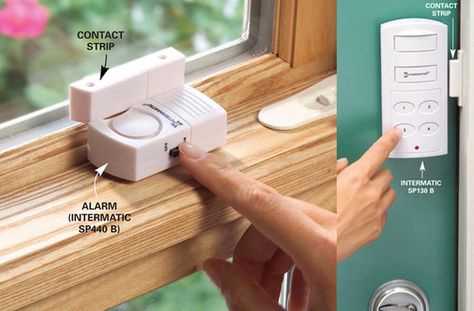 Add Inexpensive Door and Window Alarms Safe Home Security, Window Alarms, Home Safety Tips, Burglar Proof, Home Security Tips, Diy Home Security, Wireless Home Security Systems, Best Home Security, Wireless Home Security