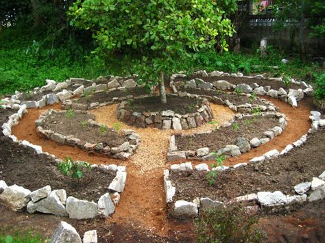 Circular Garden Design, Circular Garden, Raised Herb Garden, Kebun Herbal, Labyrinth Garden, Taman Diy, Small Herb Gardens, Raised Vegetable Gardens, Backyard Garden Layout