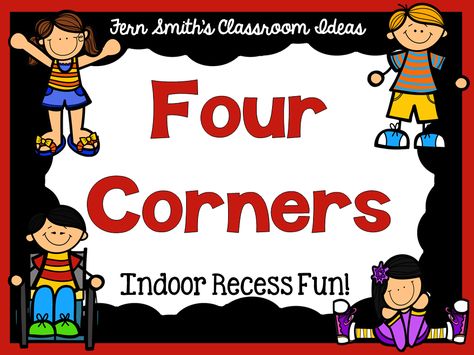 4 Corners Game, Four Corners Game, Indoor Recess Games, Indoor Recess Activities, Recess Activities, Recess Games, Indoor Recess, Fun Classroom Activities, Kindergarten Games