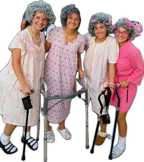 #hoco #seniorcitizens #spiritweek #elders Old Couple Costume, Senior Citizen Costume, Old Lady Halloween Costume, Pajama Day At School, Grandma Costume, 3 People Costumes, Old Lady Costume, Bored Jar, Duo Costumes