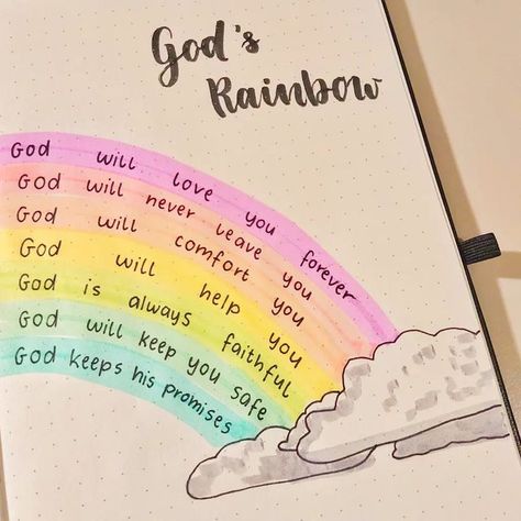 Christian Note Cards, Cute Christian Doodles, Christian Doodle Art, Gods Rainbow, Jesus Doodles, God's Rainbow, Christian Doodles, Rainbow Bible, Bible Planner