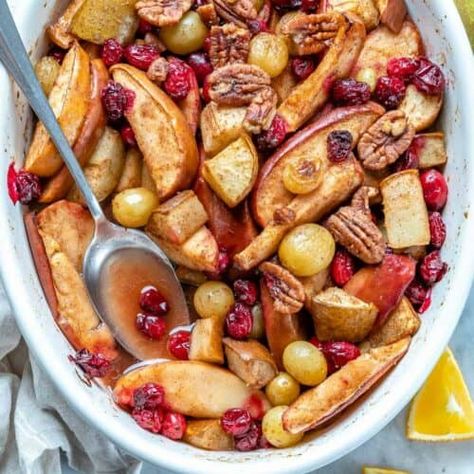 Spiced Fruit Bake Dessert Recipe - Healthy Fitness Meals Fruit Bake, Fall Fruit, Fruit Recipes Healthy, Fitness Meals, Spiced Fruit, Healthy Fitness Meals, Baked Fruit, Baking Stone, Fall Fruits