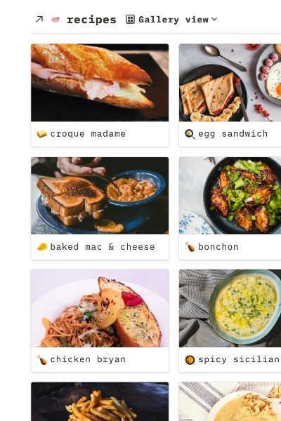 #Organisation #Notion_Gallery_Template #Notion_Template_Recipe #Notion_Recipes_Page Notion Gallery Template, Notion Template Recipe, Recipe Notion Template, Notion Recipes Page, Notion Recipes Template, Notion Recipes, Chicken Bryan, In Tables, Organization Aesthetic