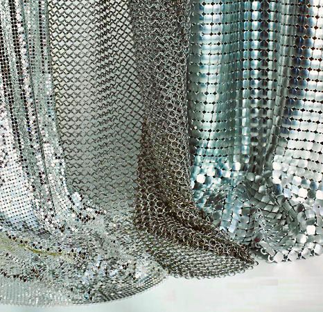 When trying to create a one-of-a-kind luxury design, when you need the type of material to make a splash, the metal mesh from Whiting & Davis is the one.... Metal Curtain, Metallic Fabric, Wire Mesh, Sequin Fabric, Metal Mesh, Color Textures, Architectural Elements, Textures Patterns, Mesh Fabric