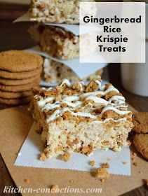 Kitchen Concoctions: Gingerbread Rice Krispie Treats Christmas Themed Desserts, Rice Krispie Treats Recipe, Rice Crispie, Dessert Holiday, Gluten Free Christmas Cookies, Winter Snack, Recipes Rice, Krispie Treats Recipe, Gluten Free Christmas