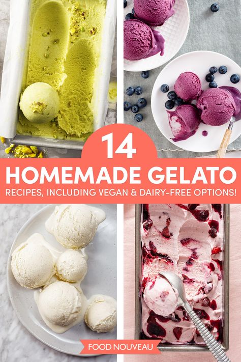 Gelato Flavors List, Eggless Gelato Recipe, Healthy Gelato, Italian Gelato Recipe, Dairy Free Gelato, Gelato Recipes, Homemade Gelato, Vegan Gelato, Homemade Ice Cream Recipes Machine