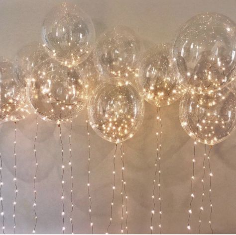 Gold Led Balloons, Fairy Light Balloons, Sparkle Balloons, Light Pink Decor, Fairy Light Backdrops, Enchanted Forest Prom, Merry Birthday, 18th Party, Wedding Cottage