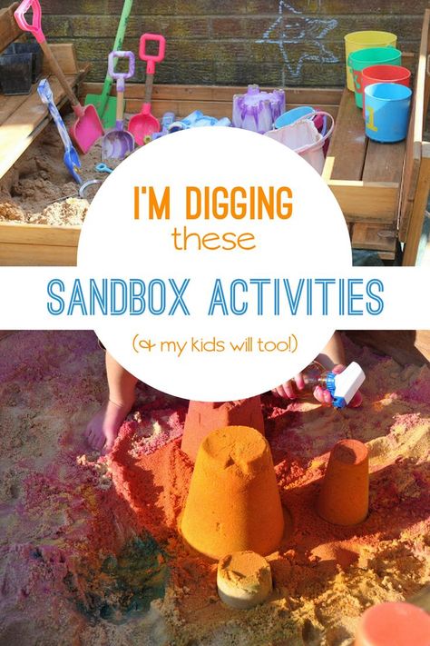 Sandbox Activities, Toddler Sandbox, Sand Pits For Kids, Outside Games For Kids, Kids Sandbox, Preschool Sensory, Summertime Crafts, Montessori Diy, Water Games For Kids