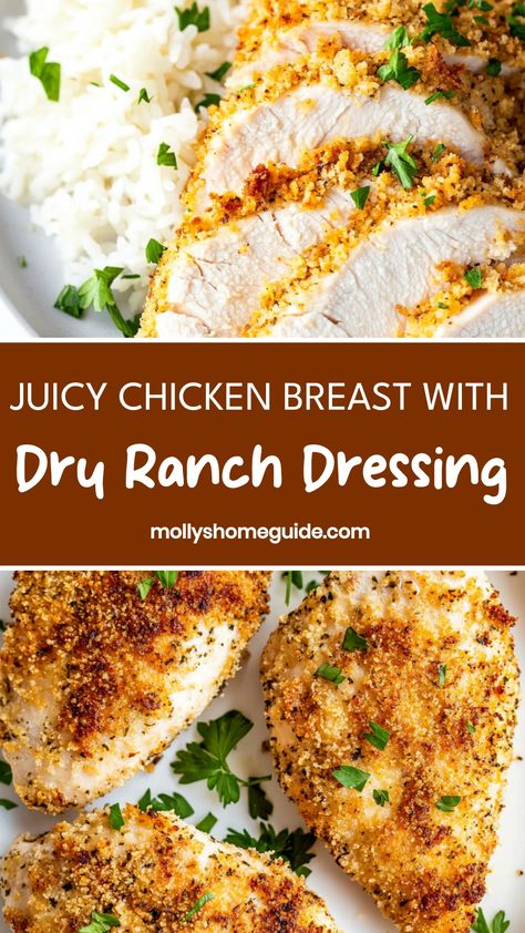 Explore a delicious and easy recipe for Chicken Breast with Dry Ranch Dressing that will surely become a family favorite. This dish is packed with flavor and requires minimal effort to whip up a tasty meal. The dry ranch dressing adds a zesty kick to the juicy chicken breast, making it perfect for any occasion. Whether you're looking for a quick weeknight dinner or planning a special gathering, this dish is versatile and sure to impress your guests. Ranch Seasoning Baked Chicken, Ranch Chicken Breast Recipes, Chicken Breast For Salad, Ranch Dressing Mix Recipe Dry, Recipe For Chicken Breast, Ranch Dressing Mix Recipe, Ranch Dressing Chicken, Juicy Chicken Breast, Delicious Chicken Breast Recipes