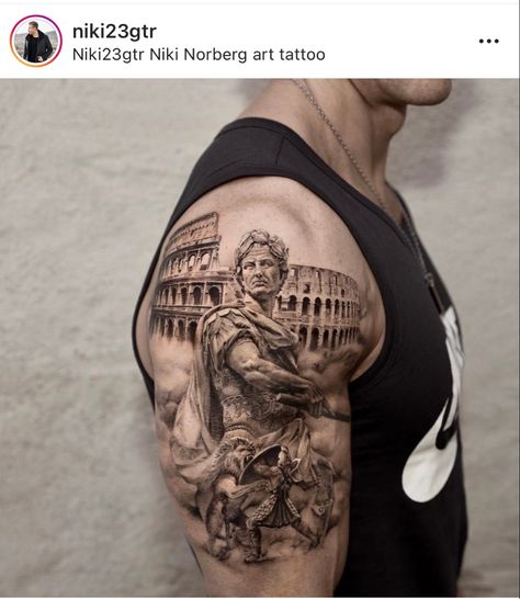 Julius Caesar Tattoo, Caesar Tattoo, Forearm Cover Up Tattoos, Warrior Tattoo Sleeve, Roman Tattoo, Gladiator Tattoo, Spartan Tattoo, Men Tattoos Arm Sleeve, Epic Tattoo