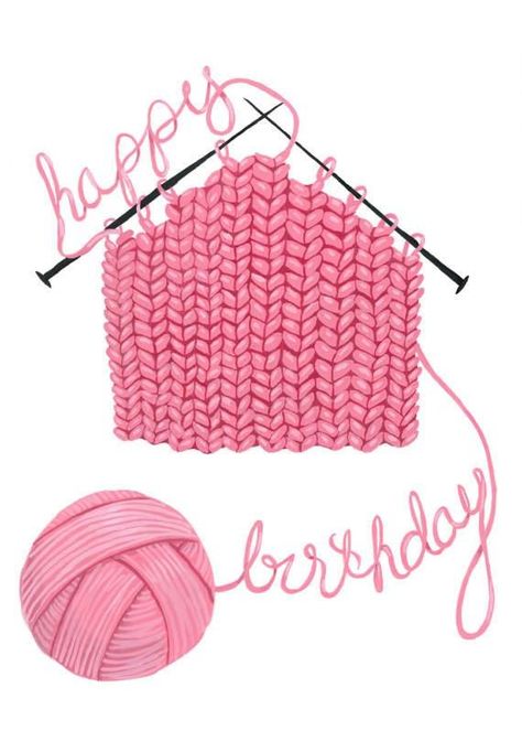 Happy birthday knitting yarn craft pink Cute Knitting, Facebook Birthday, Happy Birthday Illustration, Pink Happy Birthday, Birthday Card Sayings, Happy Birthday Art, Birthday Wishes Messages, Happy Birthday Meme, Happy Birthday Pictures