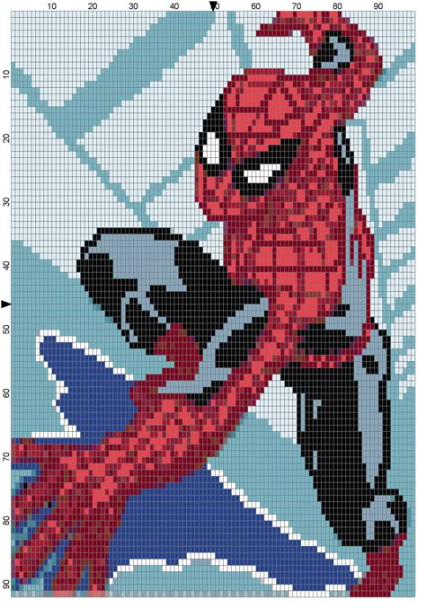 Wall climbing Spiderman Spiderman Pixel Art, Marvel Cross Stitch, Image Pixel Art, Modele Pixel Art, Pixel Art Templates, Pixel Crochet, Pixel Art Grid, Graph Paper Art, Stitch Cartoon