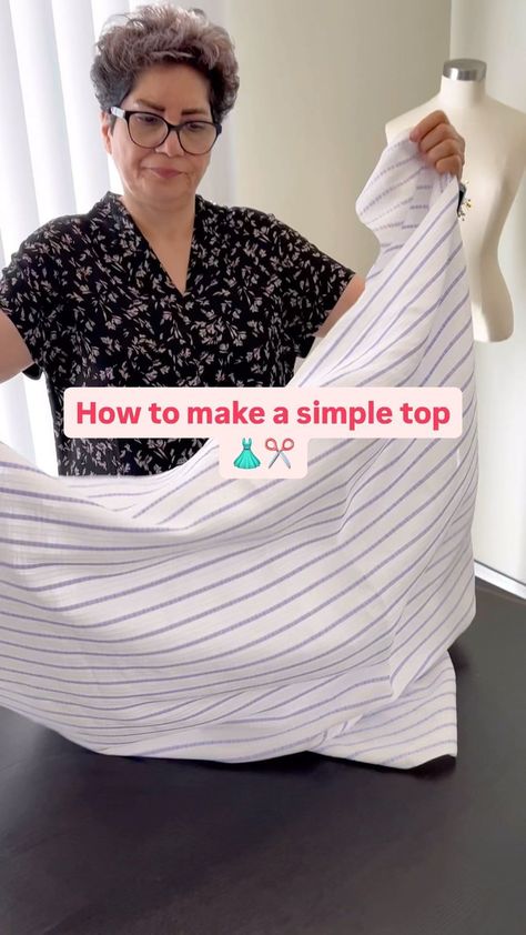 Mahyar Hosseiny | An amazing technique to make a beautiful top .try it and enjoy it 🤩✂️👗 you need 140 cm of fabric 🙏song by @don_xhoni . . . #sewing… | Instagram Easy Womens Top Sewing Pattern, How To Stitch A Top, Sewing A Blouse, Diy Tops Sewing, Easy Top To Sew, Sewing Without A Pattern, Top Stitching Ideas Patterns, Easy To Sew Tops, How To Make A Shirt